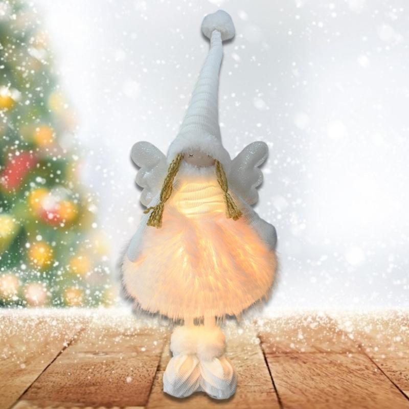 Illuminated Fabric Angel Statue Festival Tabletop Ornament Perfect For Christmas Weddings And Special Celebration