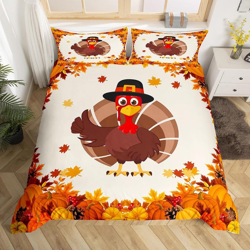 Turkey Duvet Covers for Kids Boys Girls Quilt Covers Queen Lightweight Down Room Decor 2 Pillowcases 1 Duvet Cover No Comforter