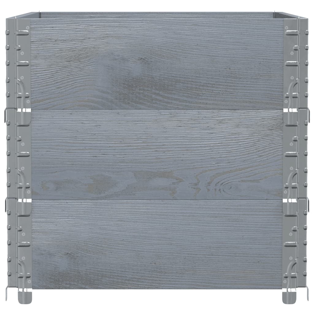 Pallet Collar 3 Pieces Gray 80x60 Cm Solid Pine Wood
