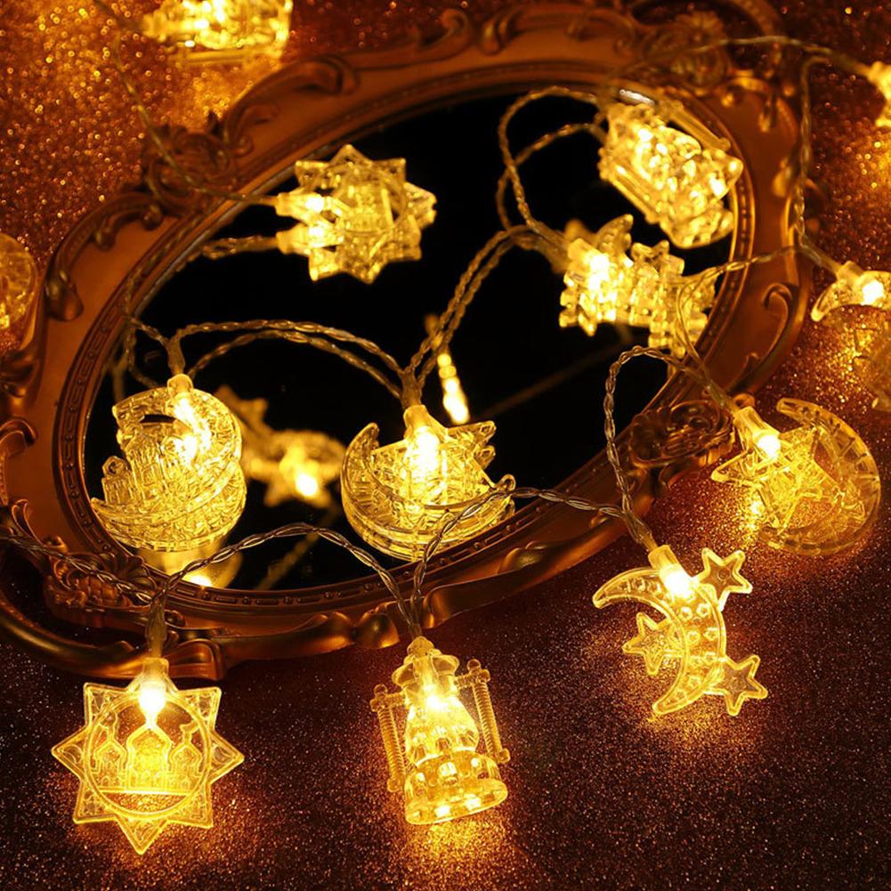 3M 20LEDS Eid Mubarak Moon Star LED String Lights Ramadan Kareem Decoration for Home Islam Muslim Festival Party Supplies