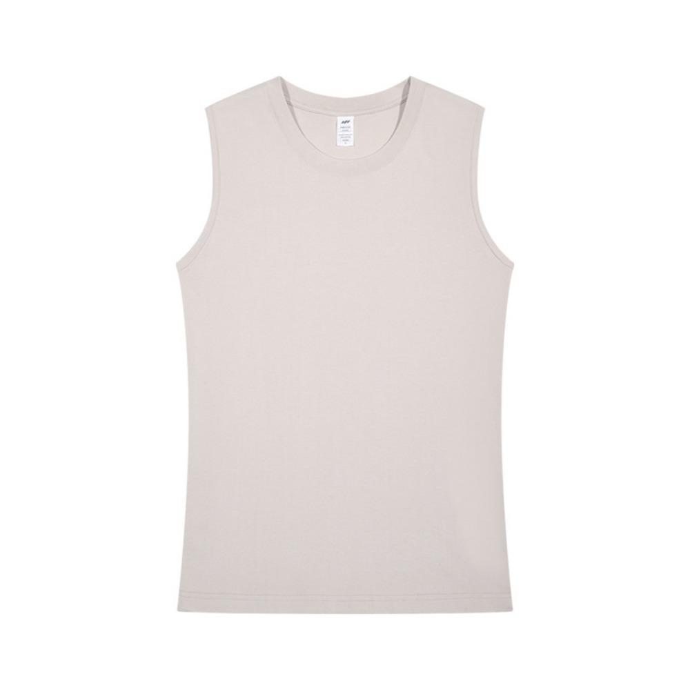 Summer 100% Cotton Men's Vest Casual Wide Shoulder O-Neck Sleeveless Tops Universal Solid Color Sports Fitness Loose Tank