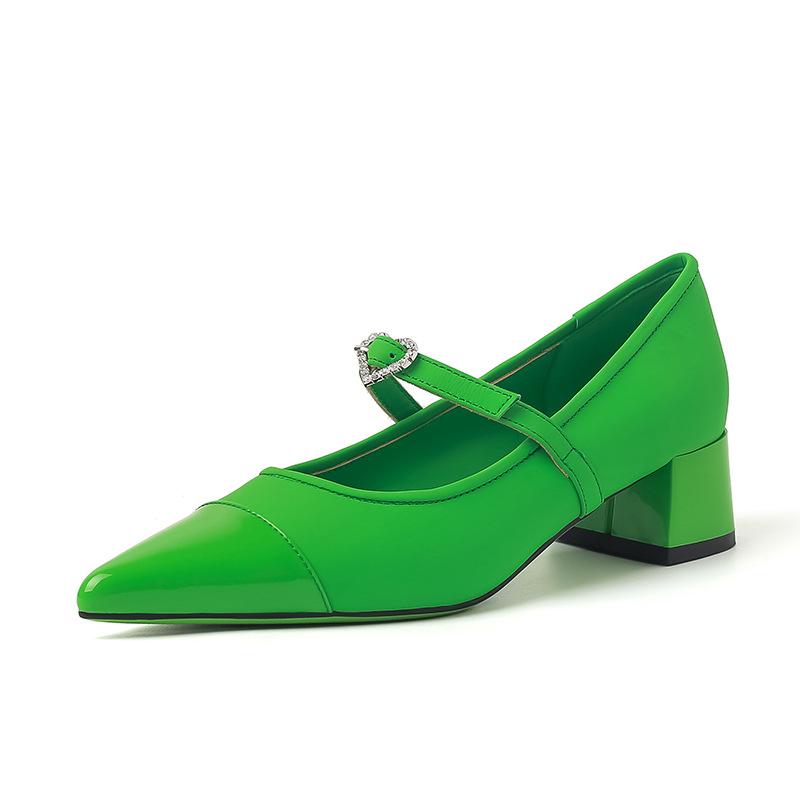 

Женские туфли на высоком каблуке 4 см, женские туфли на каблуке из натуральной кожи, модные, для отдыха, свадьбы, лаконичные туфли-лодочки для зрелых людей, размер 34-39 39 зелёный
