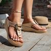 2025 Sommer neue Sandalen mit dicker Sohle, Fischgrätmuster, Zehenfrei, Keilabsatz, Strand, Freizeit, Zehenfrei, Ausländischer Handel, Coole Hausschuhe für Damen