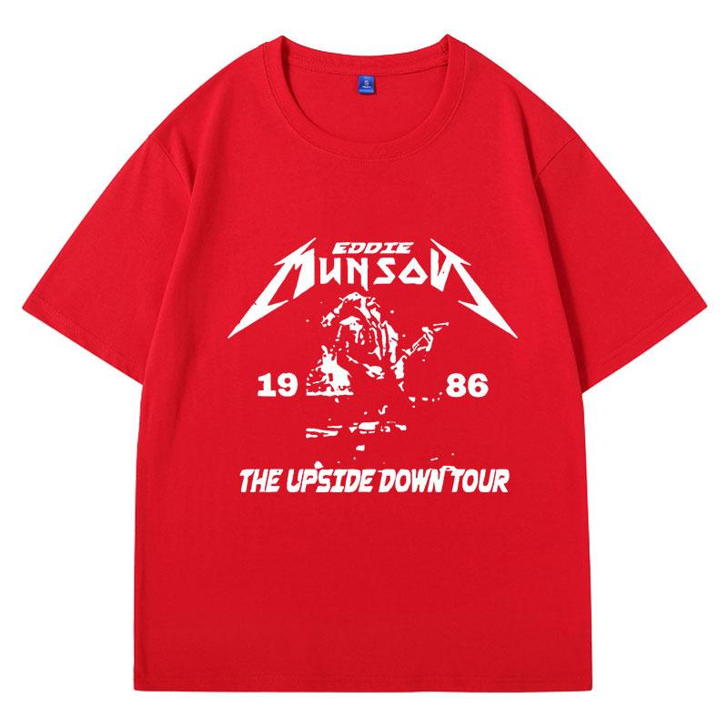 Washed Vintage Eddie Munson Print T Shirt Men Women Demogorgon Cannibal Flower Monster Oversized Cotton T-shirt Tops Clothing