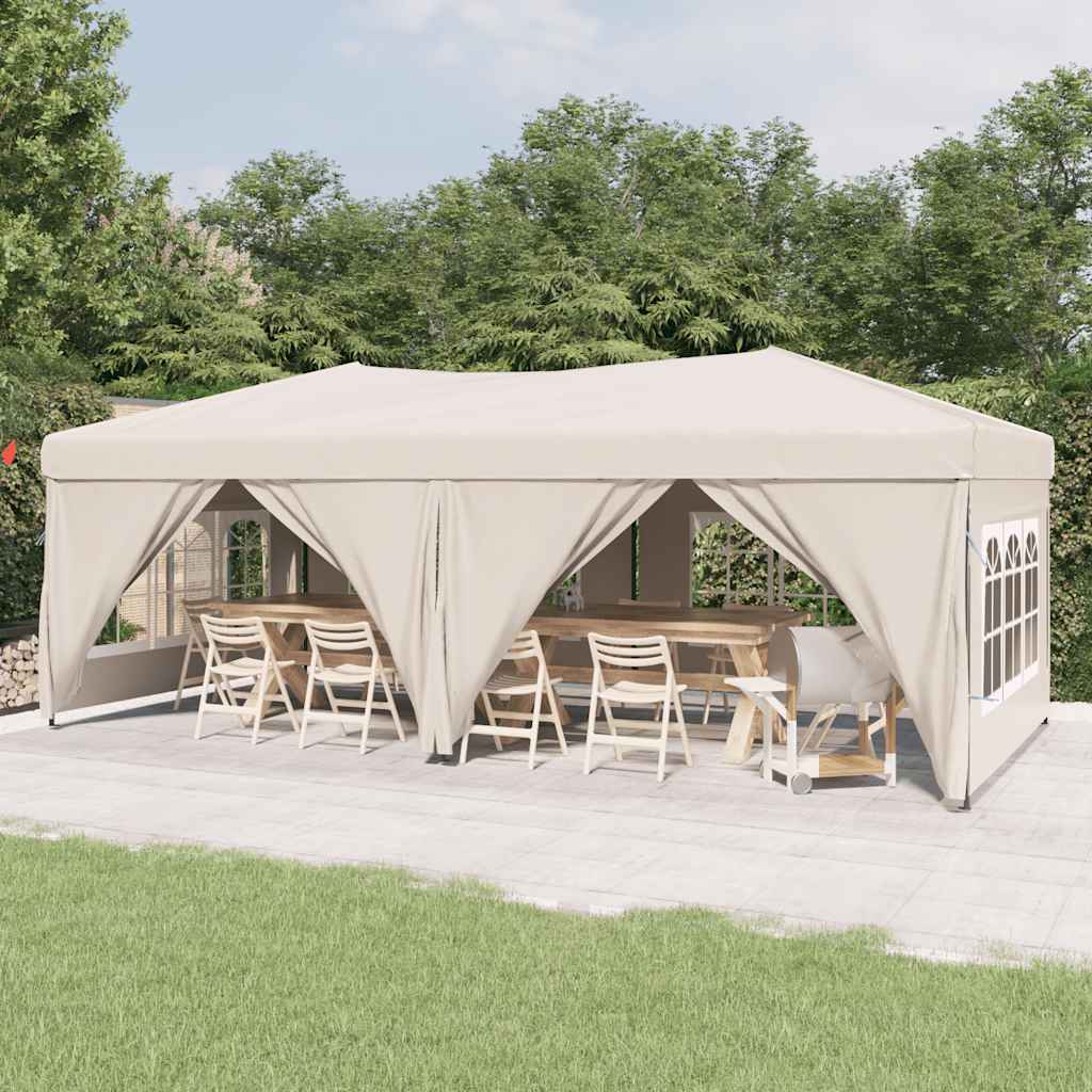 Vidaxl Foldable Party Tent With Walls, Cream, 3X6 M