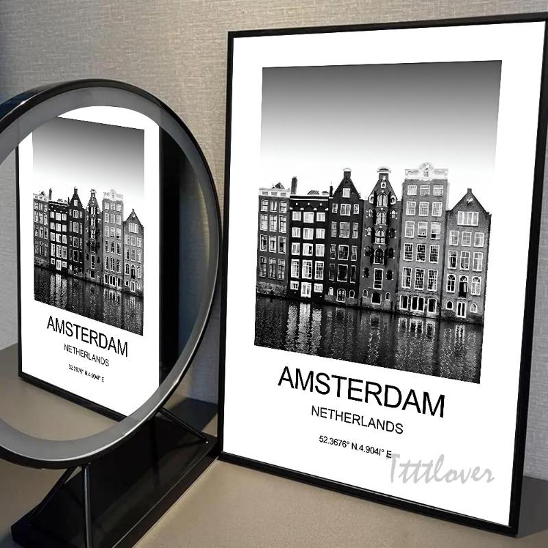 1pc City Poster New York London Paris Poster Paper Print Home Bedroom Entrance Bar Cafe Art Painting Decoration
