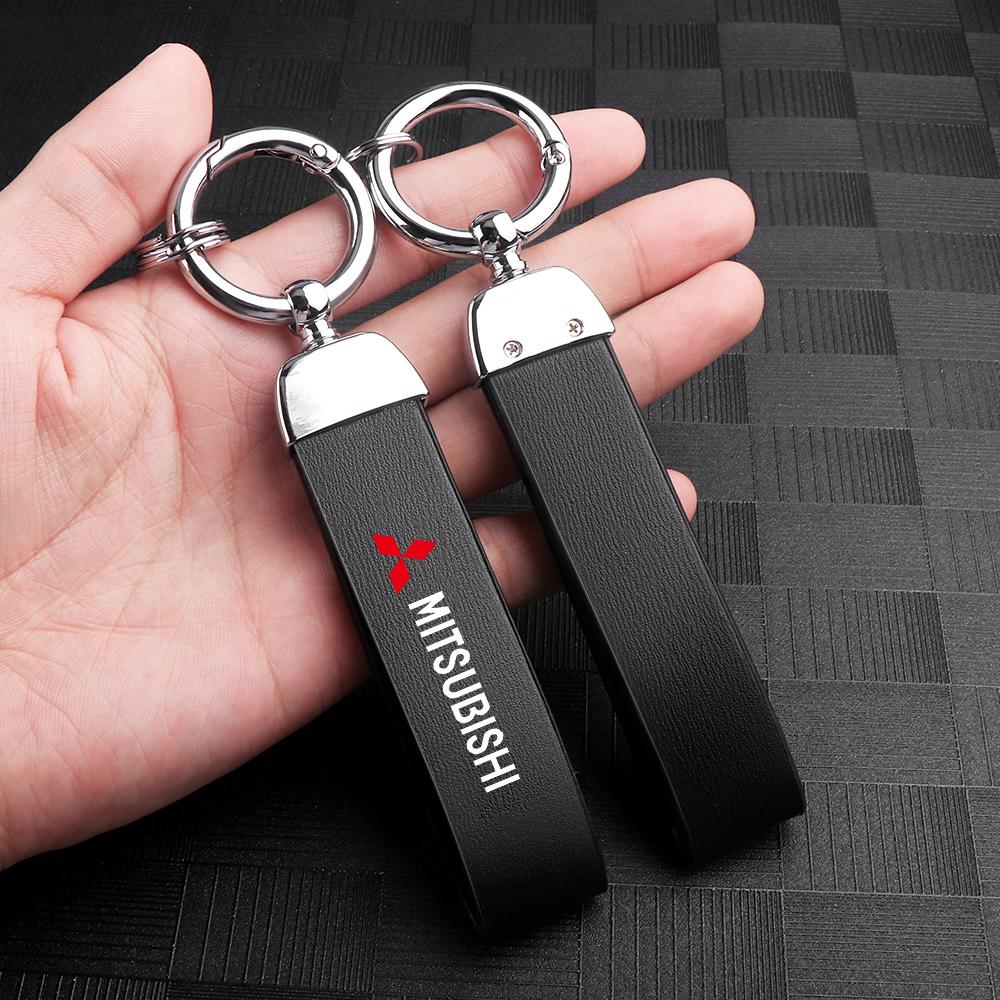 Metal Leather Car Key Ring Braided Rope Key Case Key Chain For Mitsubishi Space Star Lancer Outlander Xl Eclipse Cross Asx Colt
