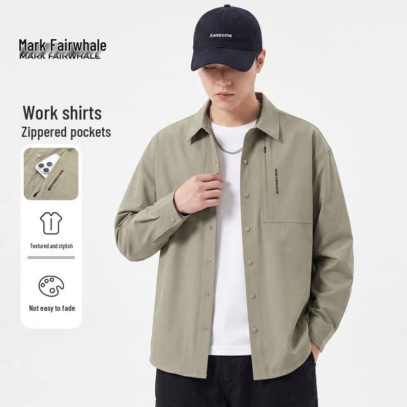 Mark Fairwhale Men's Long Sleeve Casual Utility Shirt Jacket