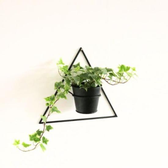 Kawabata Trading Wall Decor, Wall-Mounted Planter, Size 3 Pot, Iron, Modern, Stylish, Black, Entryway, Living Room, Interior Decor, Flower Pot