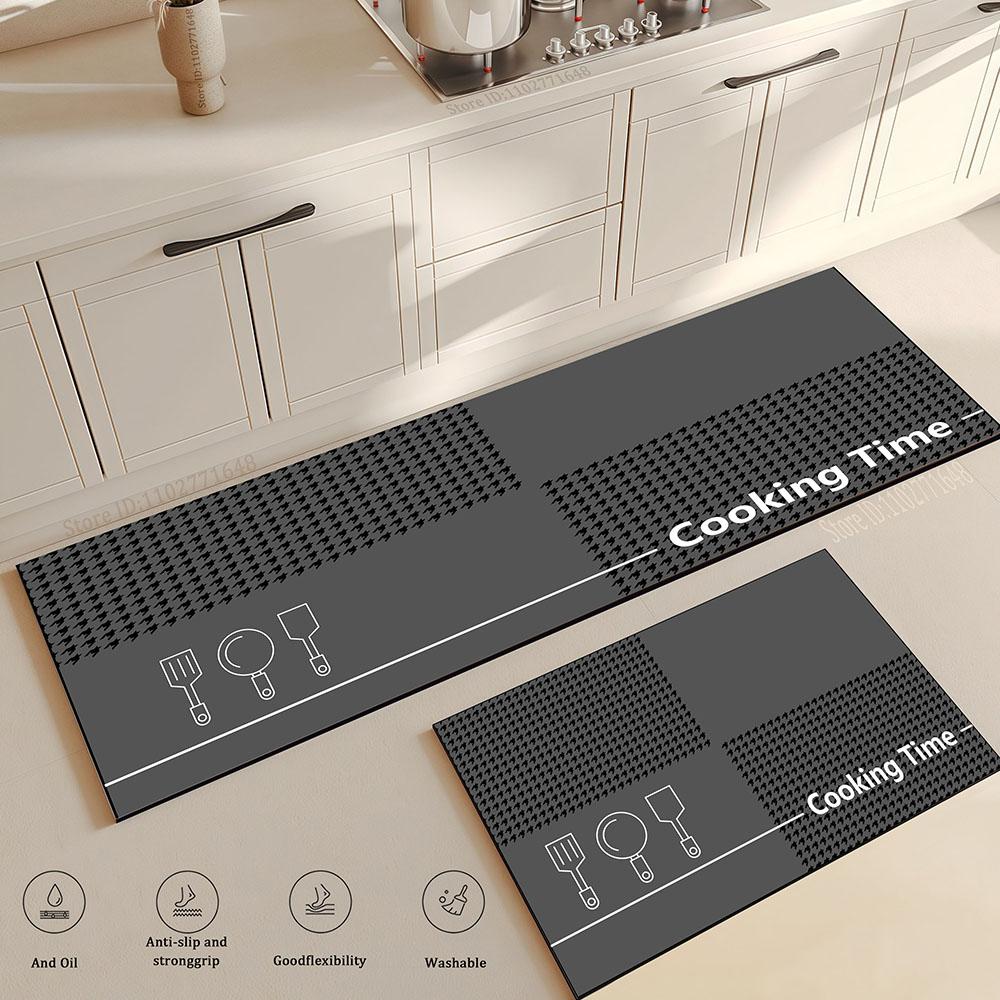Kitchen Rug Waterproof Oilproof Kitchen Mat Printed Antislip Mat Soft Bedroom Corner Rug Living Room Large Floor Carpet Doormat