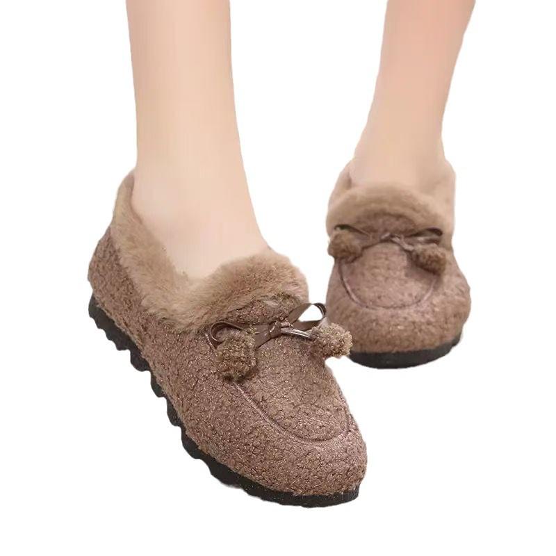 Women's Shoes Women's Autumn and Winter Home Pedal Piled Thickened Winter Warm Shoes Fluffy Shoes