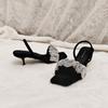 Leather rhinestone one-word strap sandals female summer new versatile fairy high-heeled sandals stiletto star