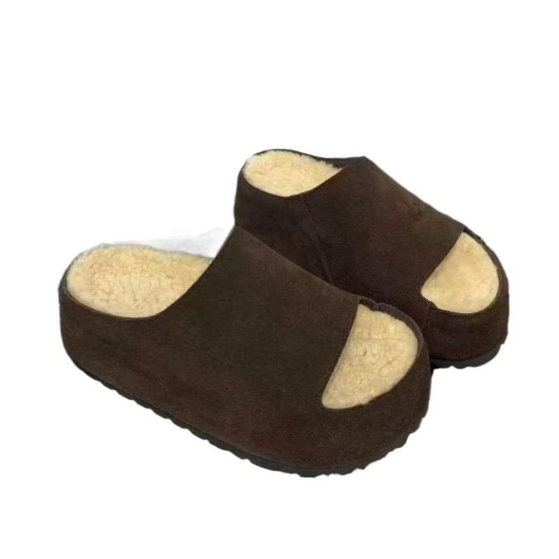 Fashion Flats Slippers Women Suede Fur Platform Shoes 2025 Trend New Fashion Flip Flops Slingback Winter Woman Slides Casual Zapatillas