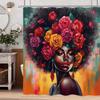 african american black girl shower curtain rose african flower color waterproof bathtub decorative shower curtain with hook
