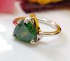 Women Emerald Ring, Statement Ring, 925 Solid Silver, Triangle Shape Gemstone, Green Colour, Boho Handmade Jewelry