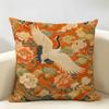 Red Chinese-style Animal Cushion Cover Natural Linen Organic Fabric Double-Sided Printing Breathable For Home Decor