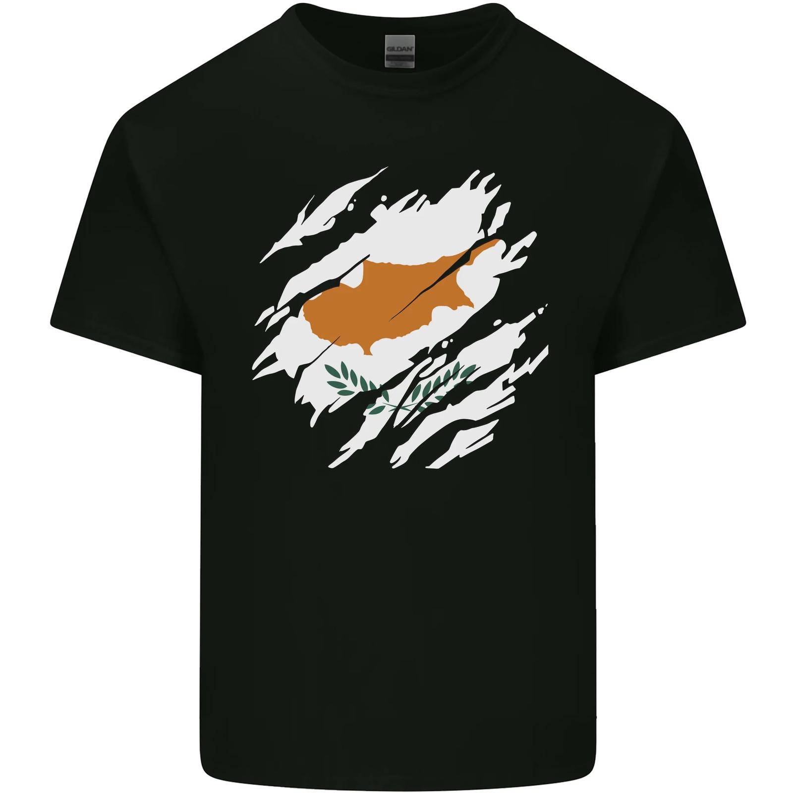 Torn Cyprus Flag Cypriot Day Football Mens Cotton T-Shirt Tee Top S разноцветный