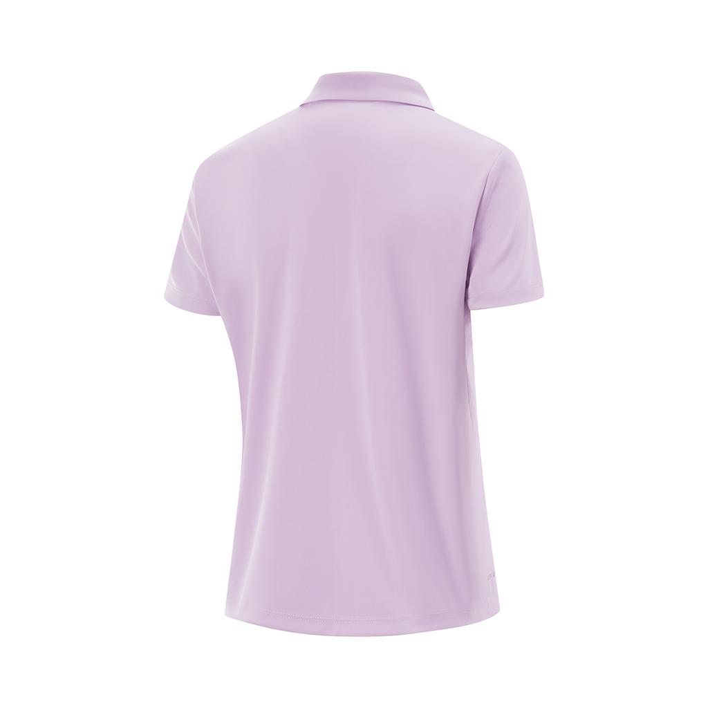 Li-Ning Fitness Series Simple Solid Color Loose Fit Short Sleeve Polo Shirt Women Tops Twilight-Purple APLV016-3