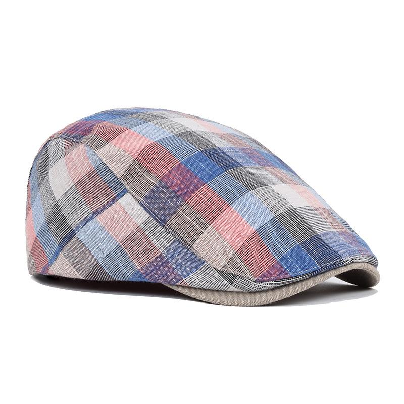 Women's Plaid Square Newsboy Hat Beret Spring and Summer Duckbill Hat Vintage British Sunshade Breathable Forward Hat Adjustable Size