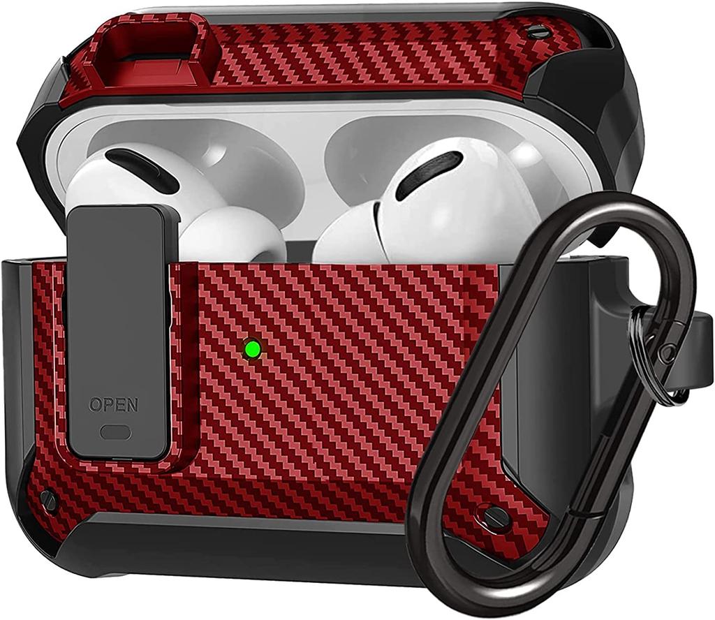 Switch Earphone for Airpods Pro 2/AirPods 1/2/3 Case, Carbon Fiber Design Shockproof Full-body Protection Cover with Keychain
