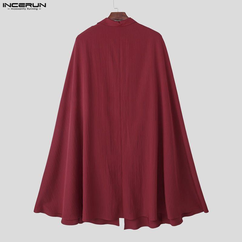 INCERUN 3PCS Men Lapel Neck Long Sleeve Cloak Blazer and Vest and Long Suit Pants Outfits