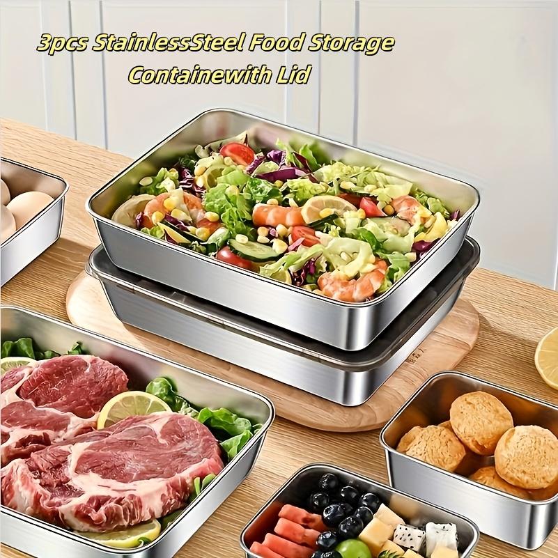 Stainless Steel Food Containers, Leak-Proof & Stackable. For Meal Prep, Fridge & Freezer. Dishwasher Safe.