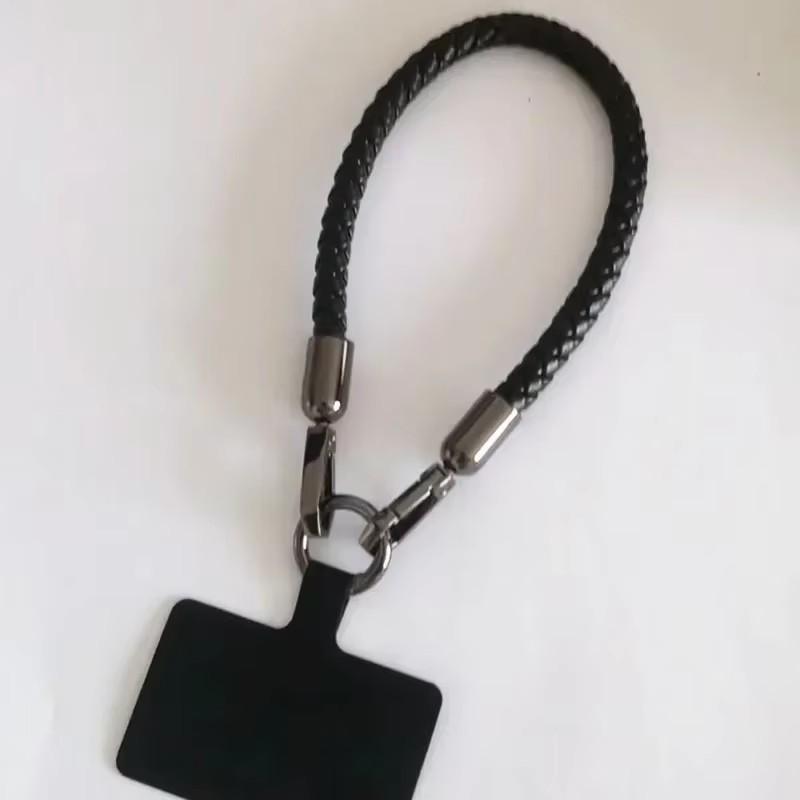 Phone Lanyard Short Wrist Band Thicken Braided Strap Coarse Nylon Lanyard Strap Wrist Chain Pendant Anti-Lost Rope Metal Button