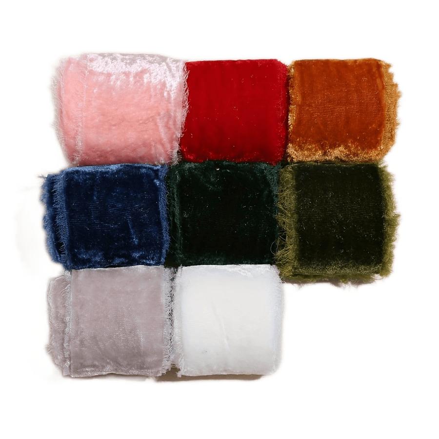 Exquisite Handcrafted Velvet Ribbon for Seasonal Home and Kitchen Decor with Classic Style - 1 Roll 1.5 Inch X 1 Yards of Serged Velvet Ribbon