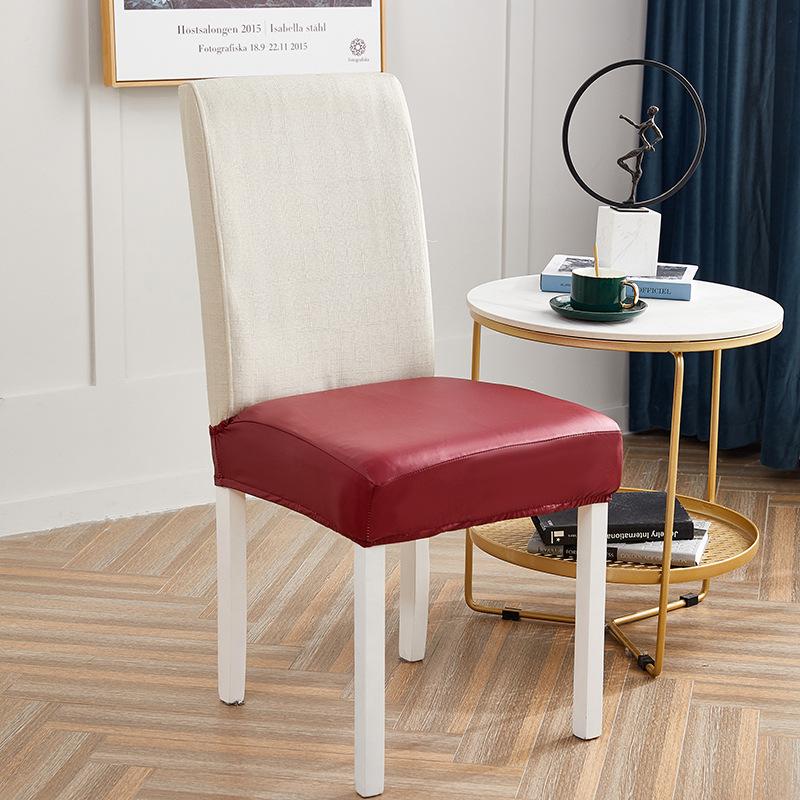 Solid Color Square Chair Cover  Three-proof Leather Elastic Horn Stool Cover  Dining and Living Room Waterproof Stool Cover