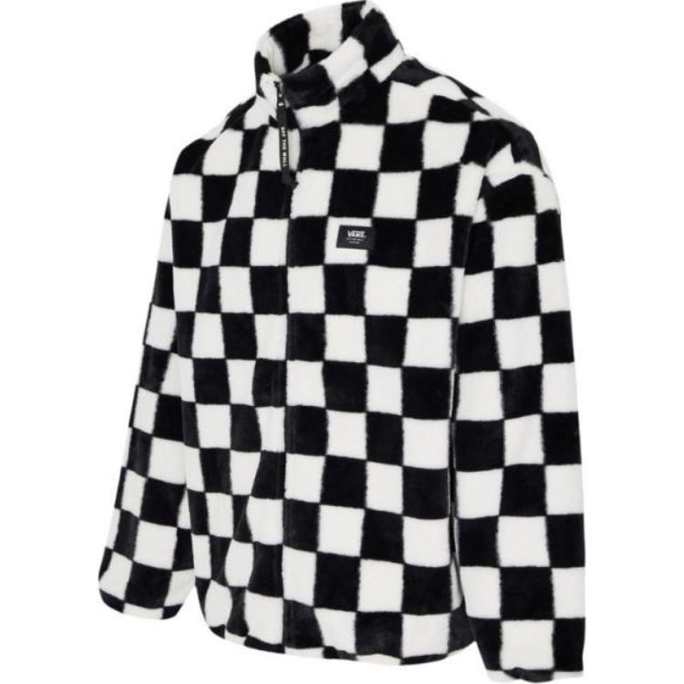 

Vans Off The Wall 1966 Удобная флисовая куртка с длинным рукавом и воротником-стойкой Женские куртки Черный Белый VN000KD5E2O M