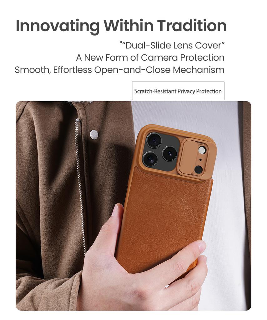 Nillkin for iPhone 17 Pro Max / 17 Air Case Qin Pro Flip Leather Case Camera Slide Lens Case Protection Cover For iPhone 17