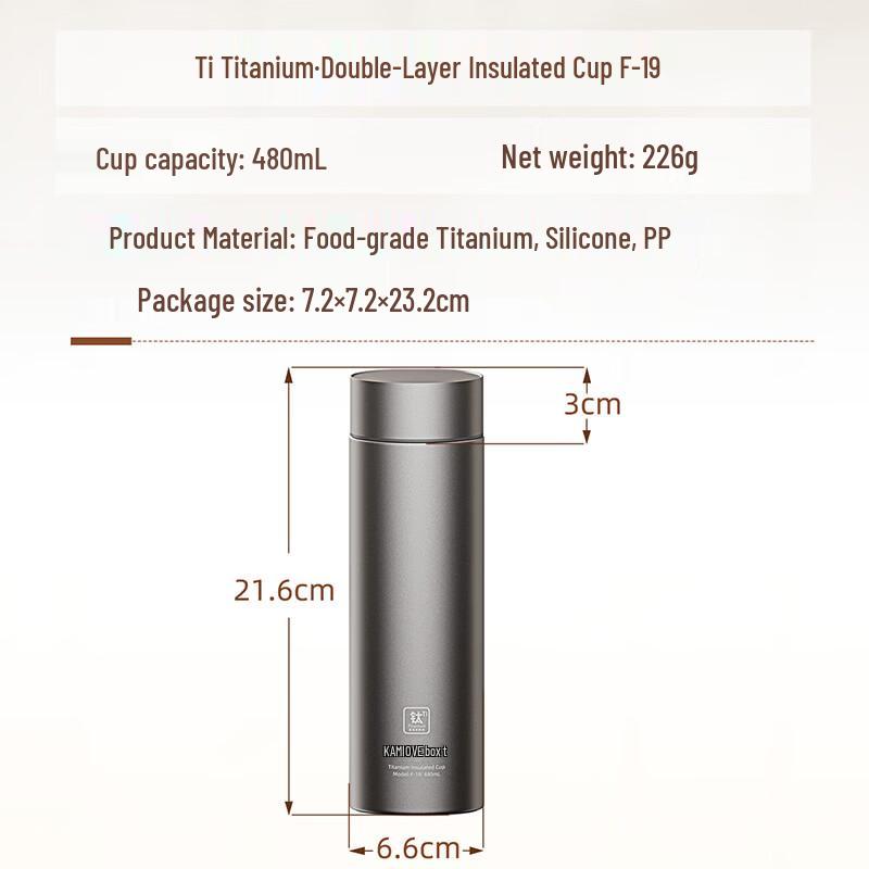 KAMJOVE Pure Titanium Insulated Water Bottle
