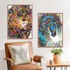 Nordic graffiti art abstract animal canvas painting digital color poster office wall painting living room home decoration mural No Frame