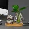 Mini Plant Propagation Station, Hydroponic Glass Vase with Cute Animals Figurine, Home Office Desks Aesthetic Decorations, Gift for Women Plant