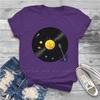 Solar System Vinyl Record Female Shirts Pluto Funny Space Science Loose Vintage Women Tshirts Harajuku Casual Feminine Blusas