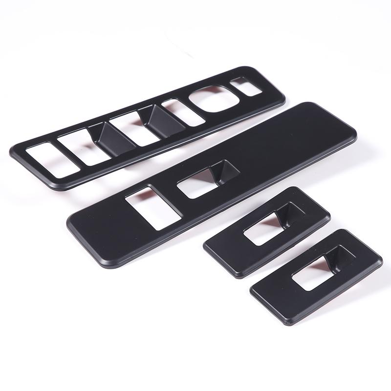 Car Glass Lift Button Decorative Frame Sticker ABS Carbon Fiber Silver For Hummer H2 2003-2007 Car Interior Accessories
