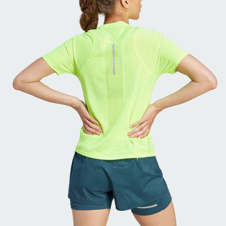 Adidas Ultimate Knit Tee With Logo Women Tops Bright-Lemon-Yellow IM1863