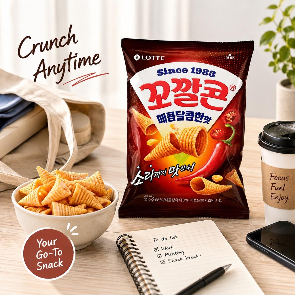 Lotte Kokkal Corn Snack (Sweet‑Spicy Flavor) 67g