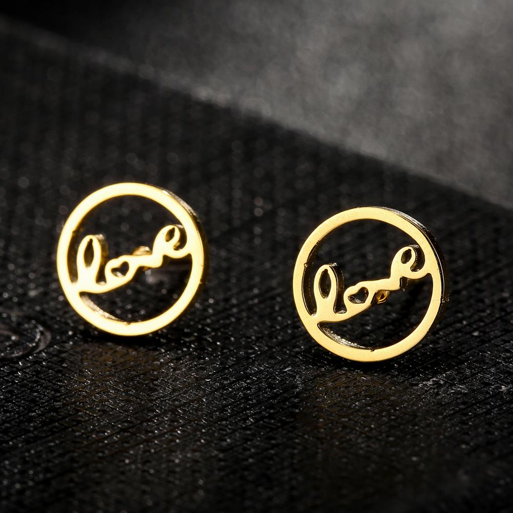 Elegant Hollow-out Love Circular Ring Ornament Set Necklace & Ear Stud Festival Birthday Gift