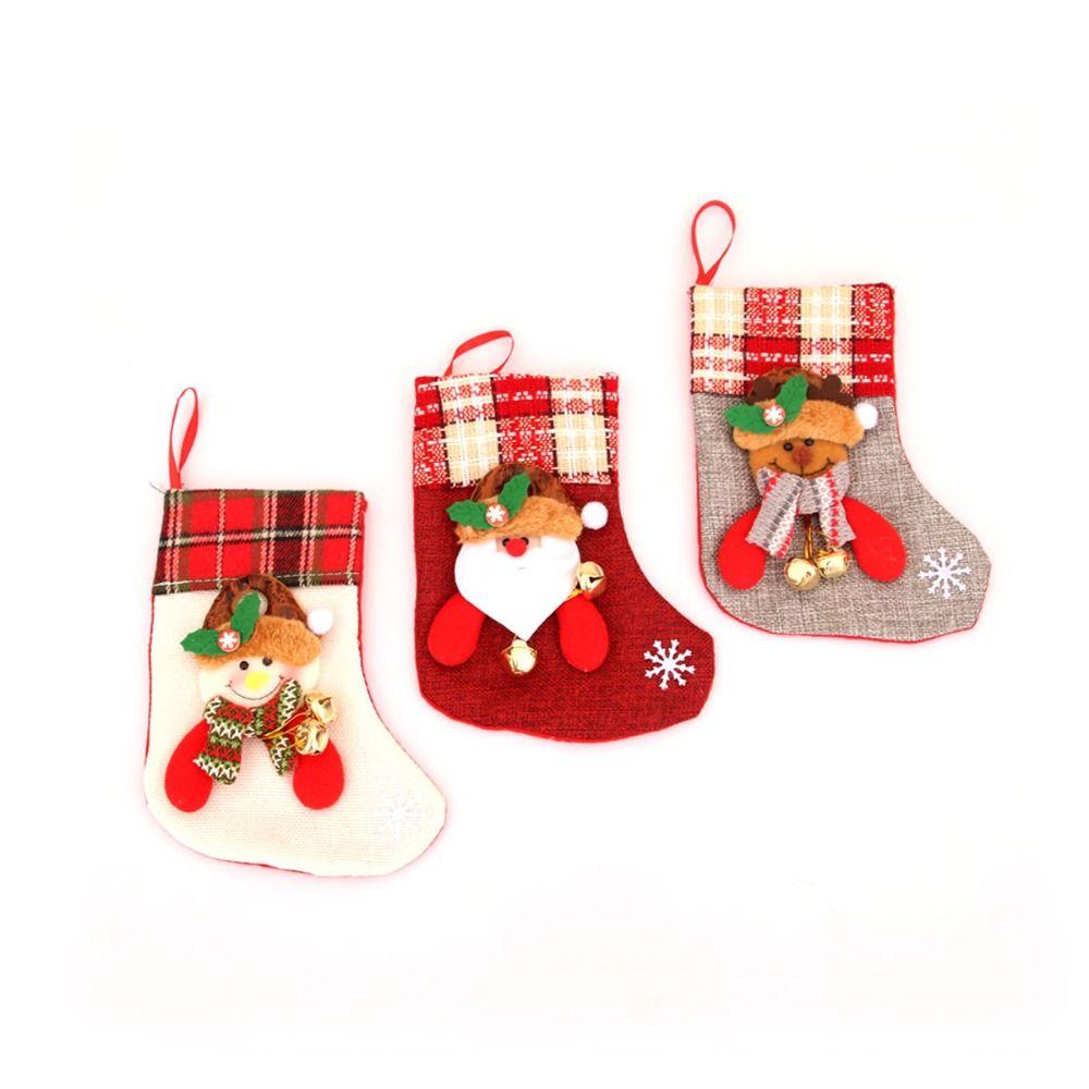 Cute Christmas Stockings Santa Claus Snowman Elk Christmas Tree Ornaments Home New Year Decor