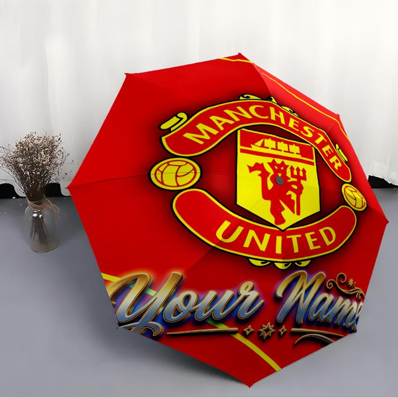 Personalized Name M-Manchester Print Umbrella, UV Shielding. It Has Eight Sturdy Ribs for Outdoor Use And Perfect As a Holiday Gift