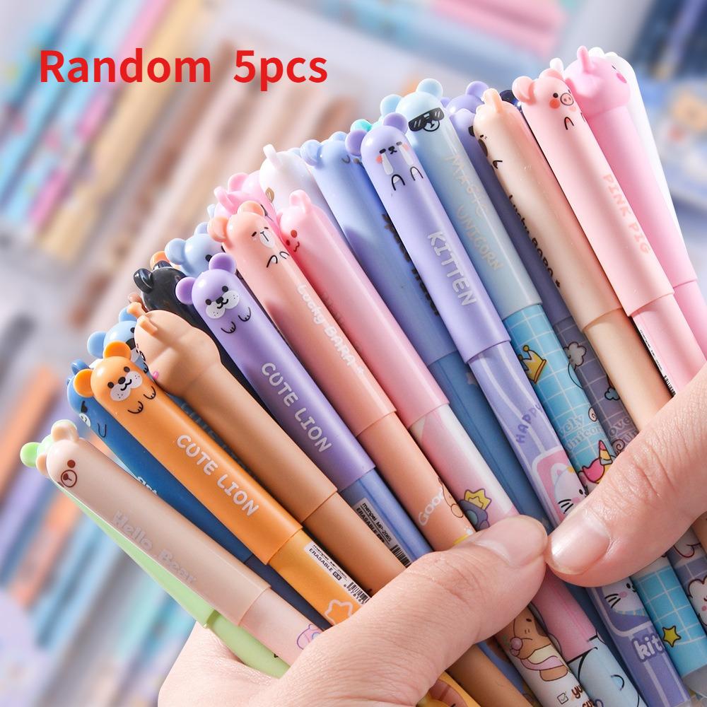 Mixed Random Cartoon Erasable High-visibility Neutral Pens, Easy-to-wipe Erasable Pens for Students' Stationery