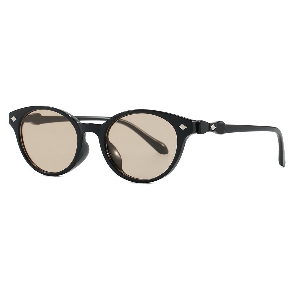 2026 Retro Rivet Round Sunglasses: European & American Style, Sun Protection, Small Frame, Japanese Fashion Trend