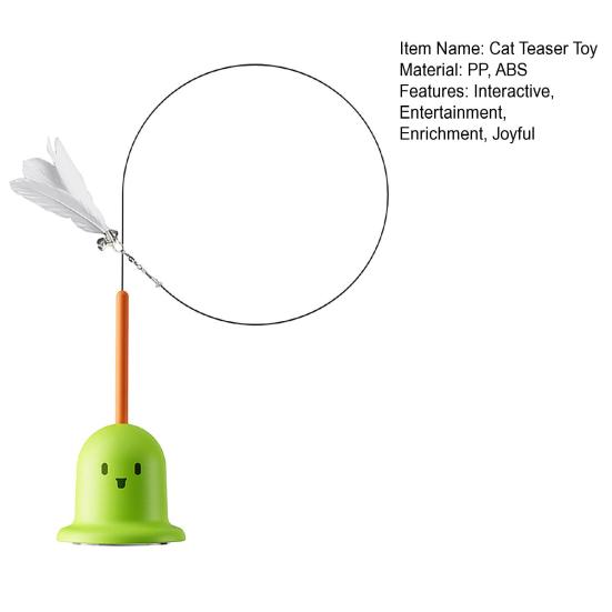 Cat Feather Toy with Suction Cup Interactive Cat String Toy with Bell And Feather Kitten Self Play Teaser Wand for Indoor Cats