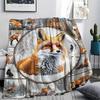 Fox Print Flannel Blanket, High quality Comfortable for All Seasons, Home Decor, Warmth and Comfort, Perfect for Christmas Gifts