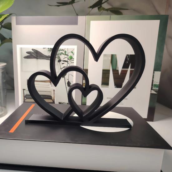 Heart Sculpture 3D Printed Plastic Love Heart Figurine for Wedding Anniversary Couples Gift Modern Heart Statue