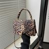 Chic Leopard Print Handheld Small Square Bag For Women Stylish Trendy Shoulder Tote