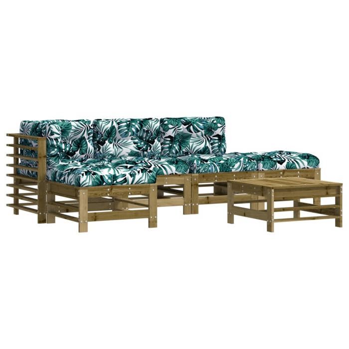 VidaXL Salon de Jardin avec Coussins 6 pcs, Ensemble de Canapés avec Repose-pied, Ensemble de Meubles avec Dossier, Mobilier 3185919