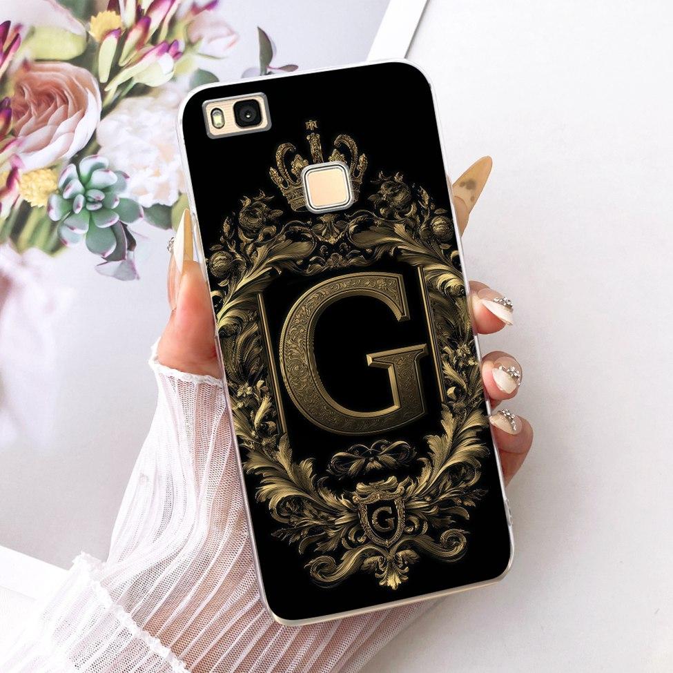 Clear For Huawei P9Lite VNS-L21 VNS-L22 Cover For Huawei P9 Lite Case Luxury Crown A-Z Letters 2D Flat Pattern Soft Phone Case