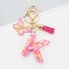 Pink Butterfly Tassel & Resin Sequin Letter Keychain - Backpack Charm for Women